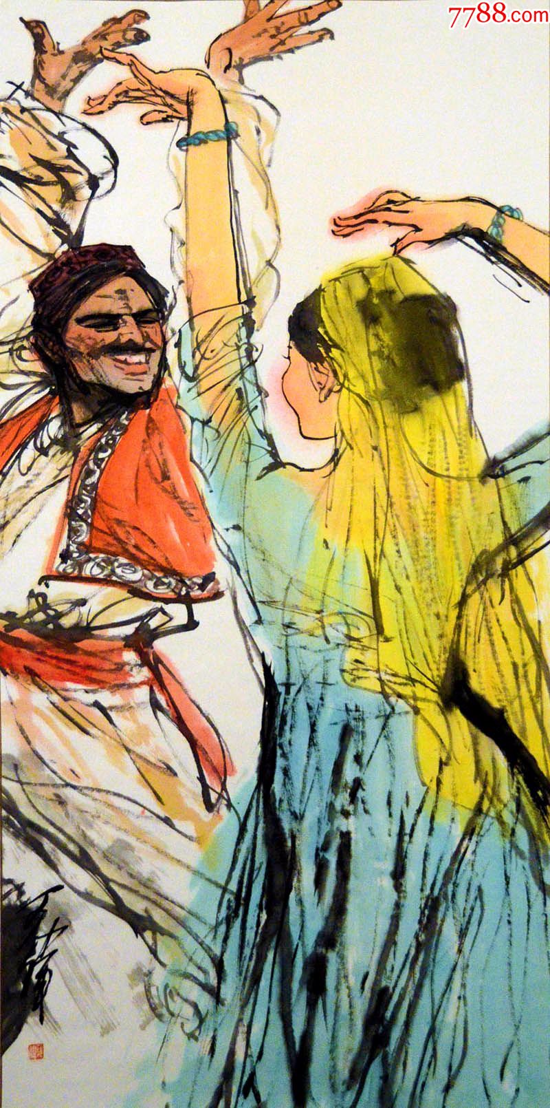 中国名画家王可伟先生国画水墨画作品草原舞韵