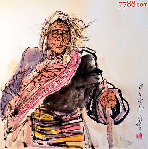 中国名画家王可伟先生国画水墨画作品步履_人物国画原作_雪尽马蹄轻【7788收藏__收藏热线】