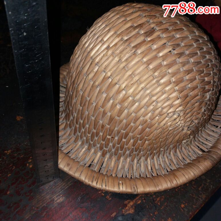 民俗老物件收藏民国柳编安全帽品相完整保真保老