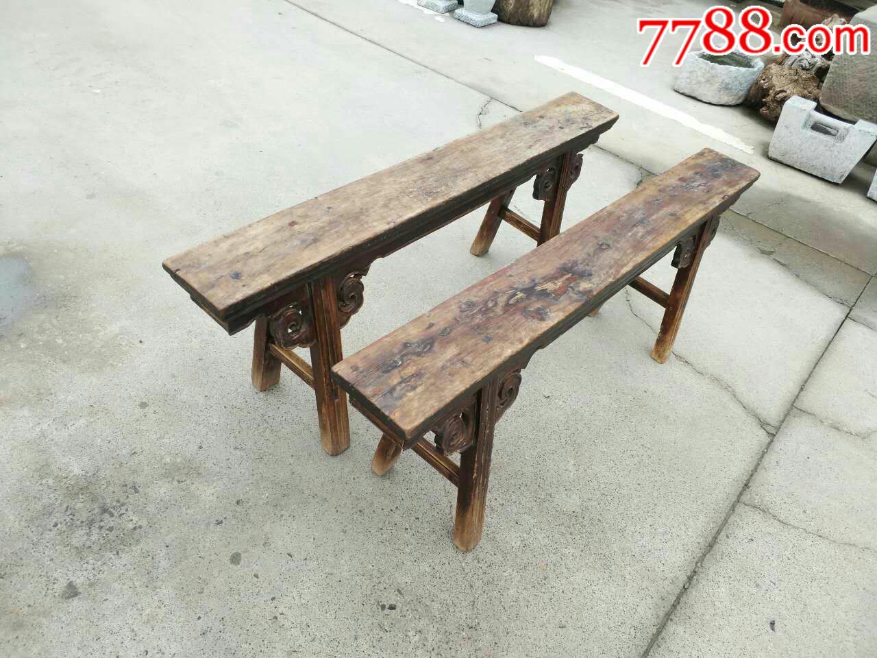 清代果木条凳一对明清古典家具