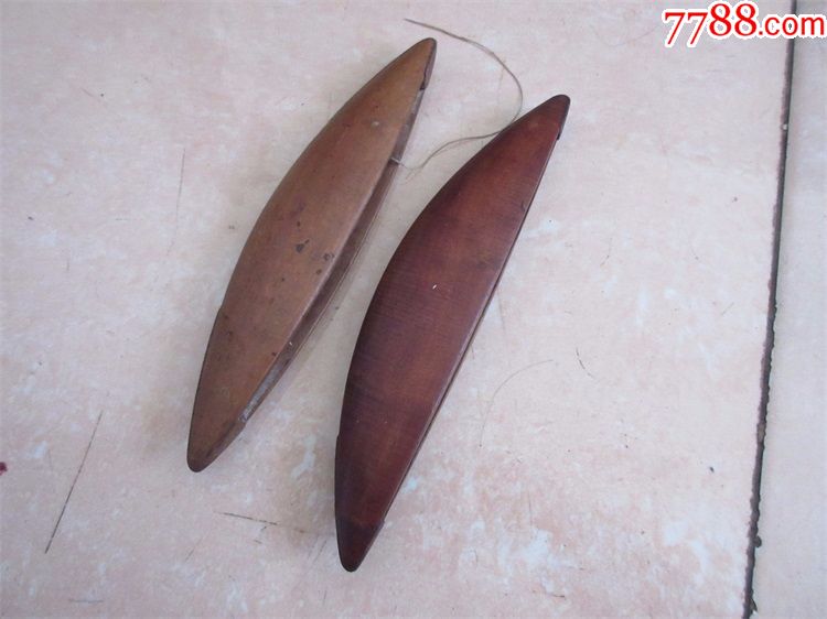 收藏2个织网梭子木梭子渔家纺织网捕鱼工具包老怀旧古玩杂项民俗
