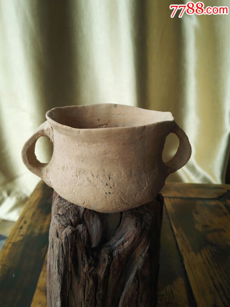 《完整美品》新石器早期红陶双耳陶杯