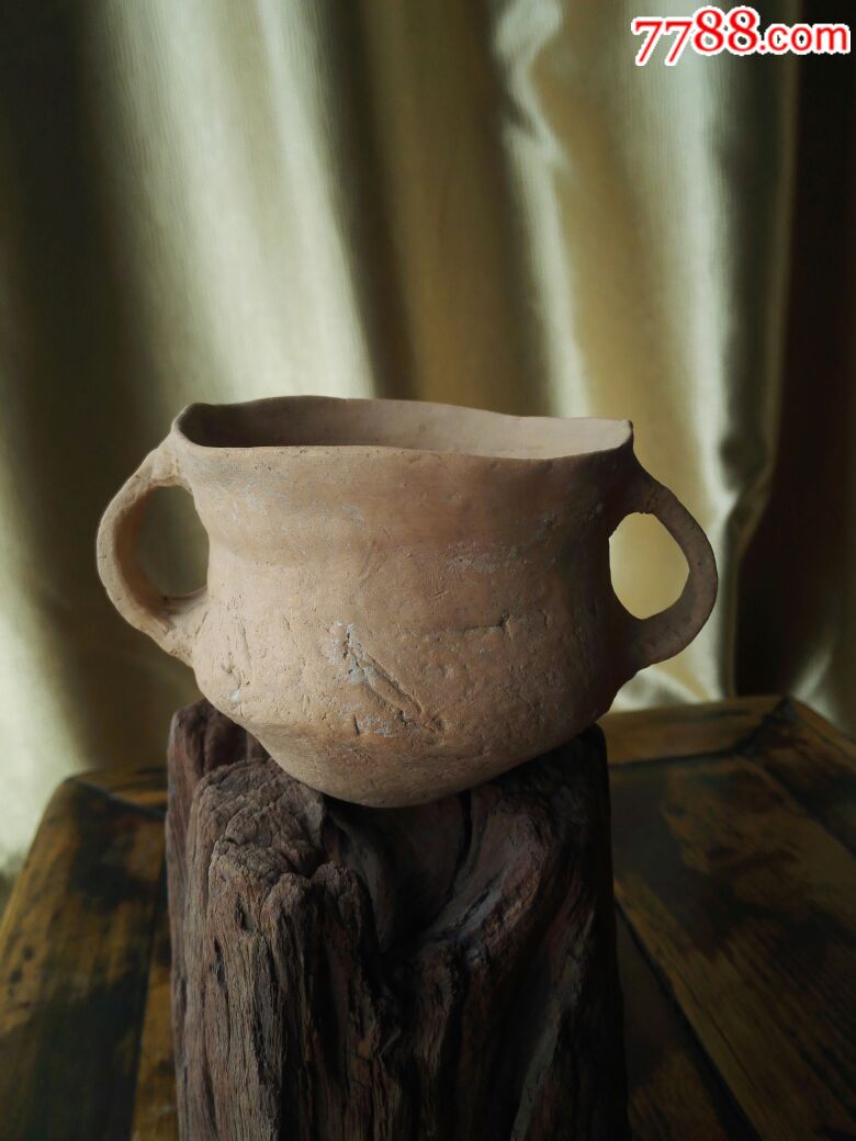 《完整美品》新石器早期红陶双耳陶杯