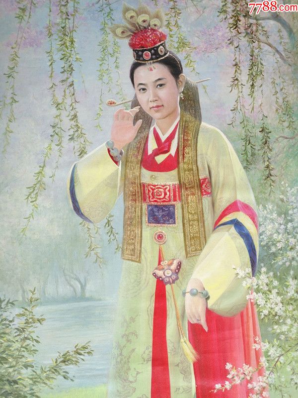 朝鲜画家人物油画王妃