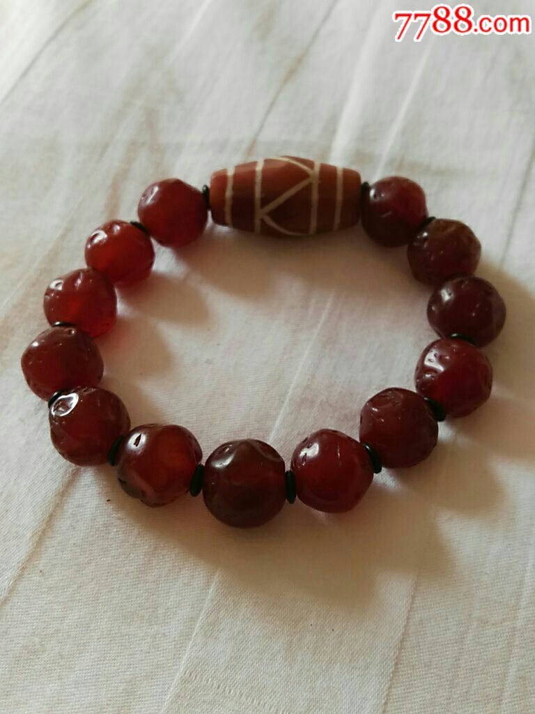 老西亚顶珠红玛瑙手串