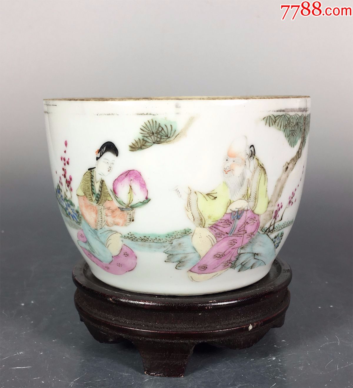 民国名家范子煵作品极细路延年益寿人物故事粉彩罐近全品