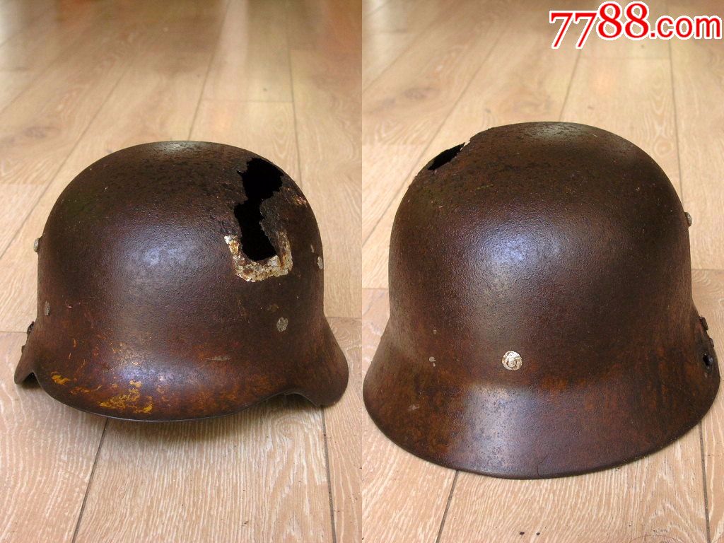 抗战收藏1708a2-经历战火的民国国军中*军德军德制m35钢盔