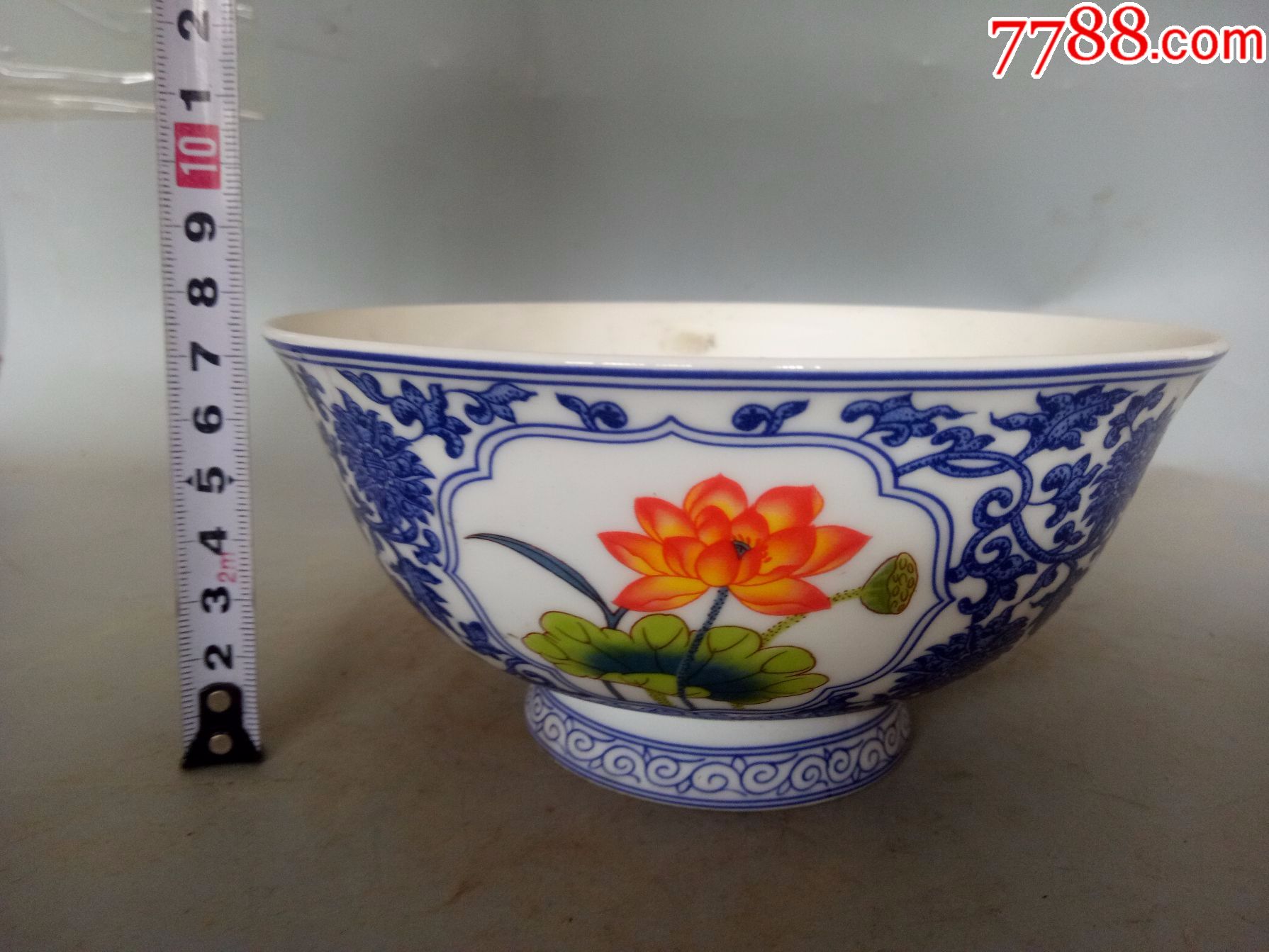 一件鄉下收的清代青花花卉瓷碗(粉彩花)