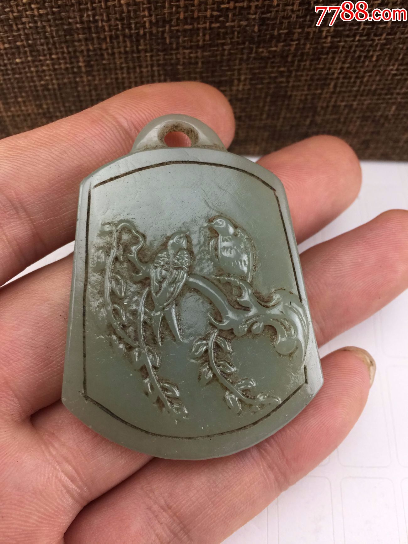 和田喜鹊花鸟玉牌a2322_第1张_7788收藏__中国收藏热线