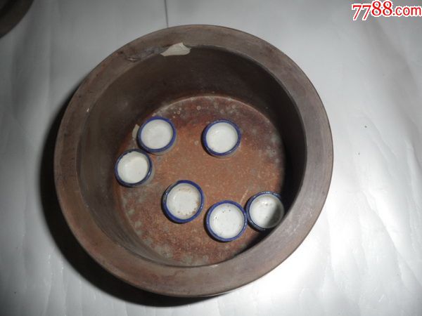 万礼张造蟋蟀罐一对带11个小瓷虫盆大的12x95cm小的10x9cm