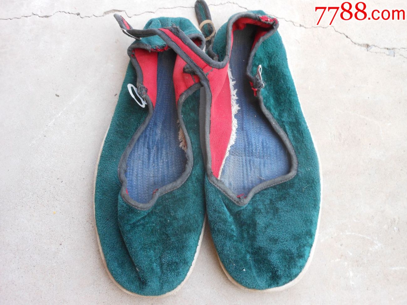 旧鞋女式女布鞋白色塑料底绿色36码