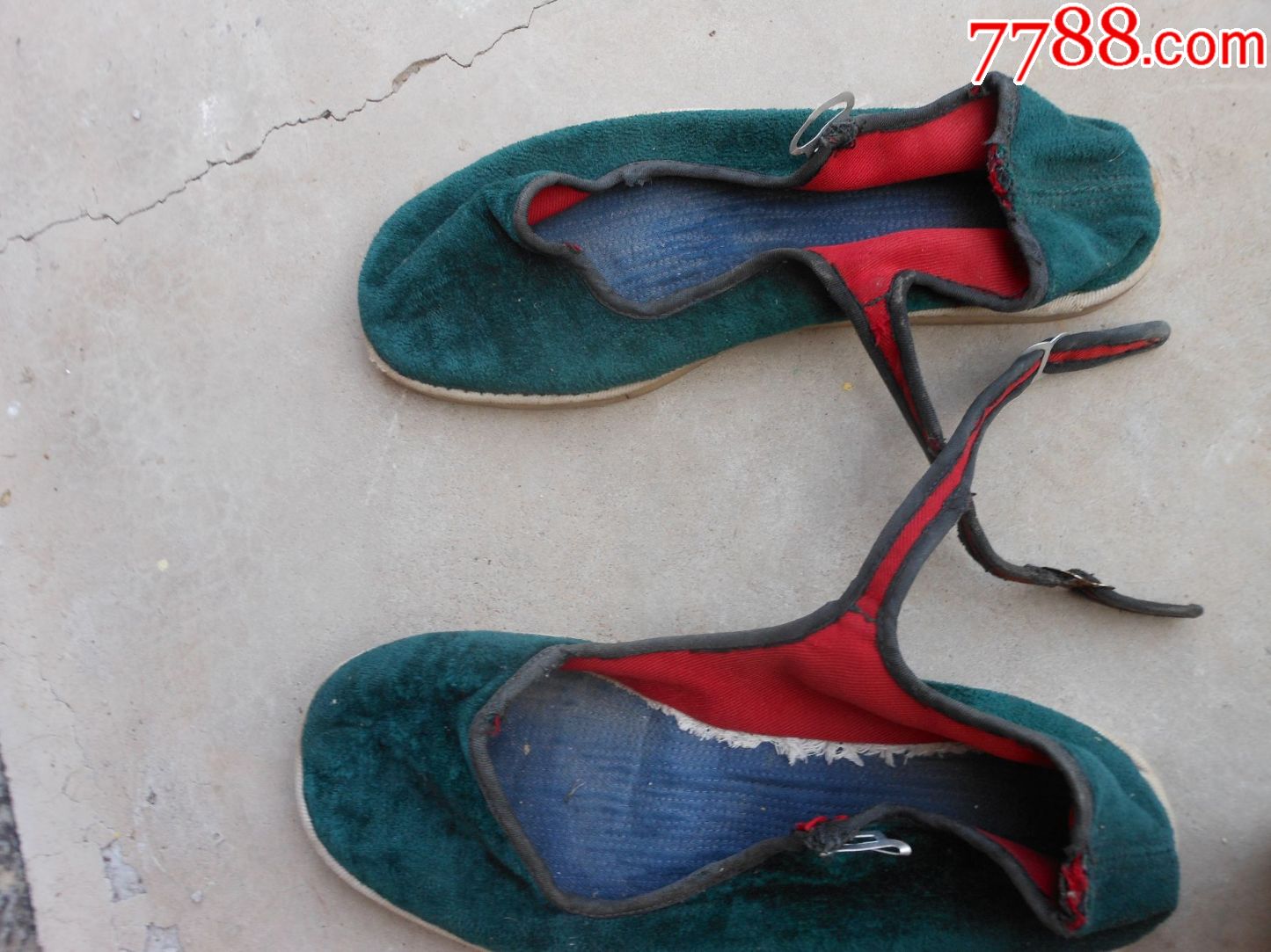 旧鞋女式女布鞋白色塑料底绿色36码