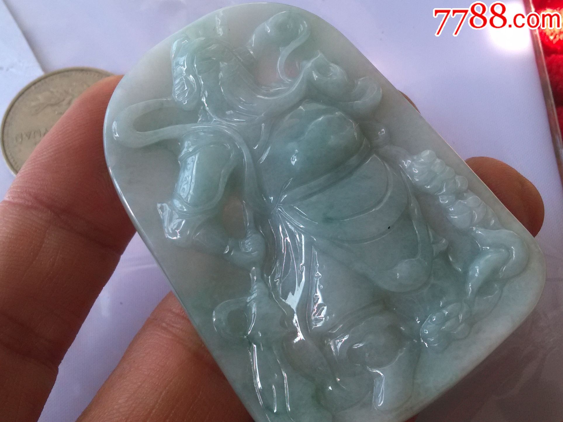 翡翠冰种1385-6武财神挂件(送证书)
