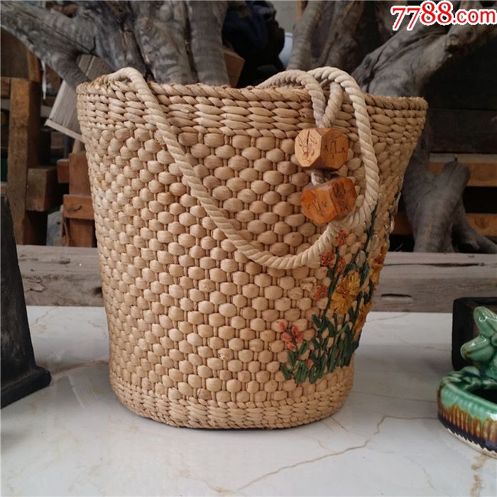 编织蓝编织筐草编挎包挎蓝手提篮手提筐肩挎篮箱包草编包肩挎草编包