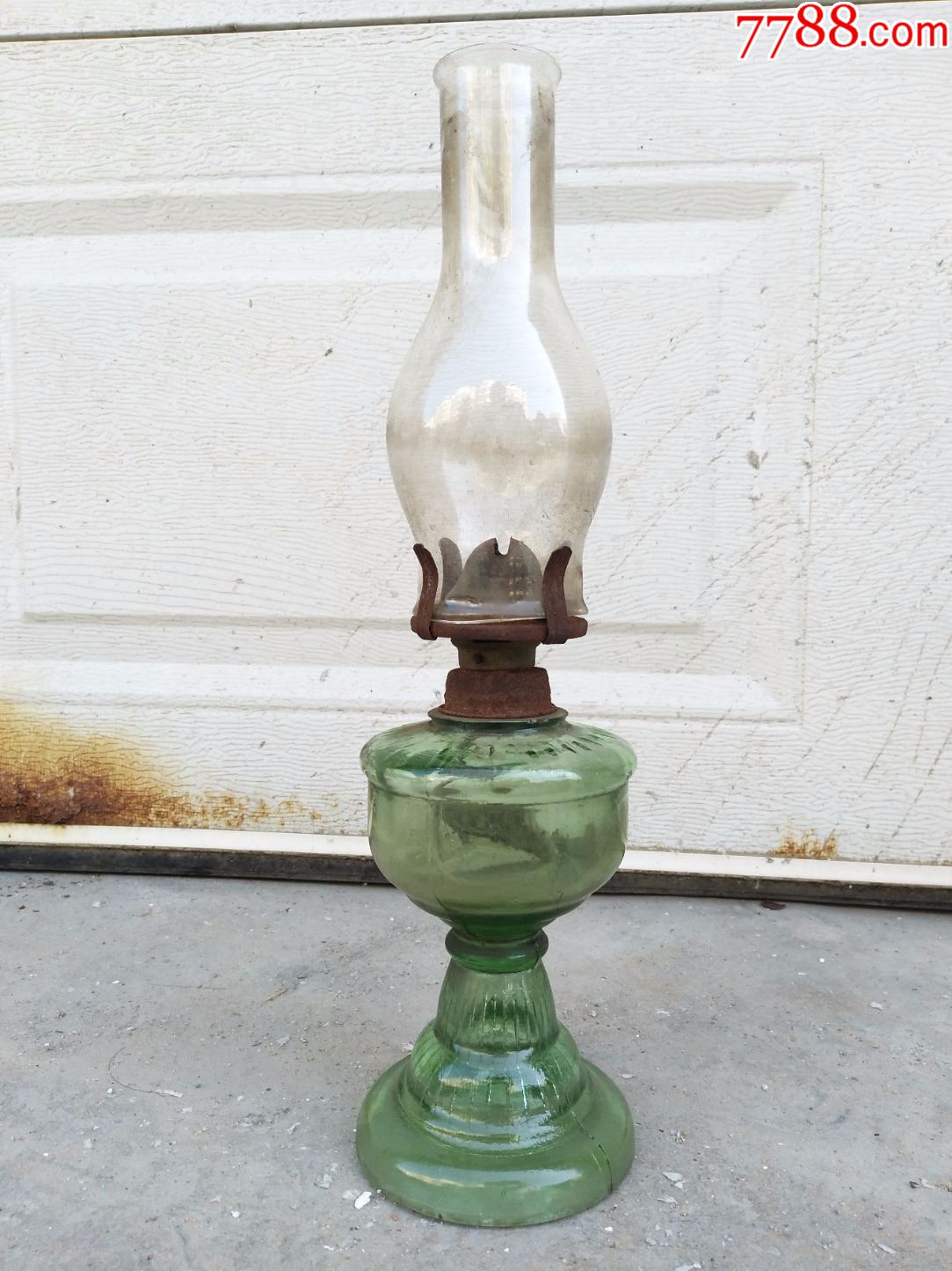 古董古玩瓷器民俗民国老怀旧物件高脚玻璃煤油灯火油灯罩灯