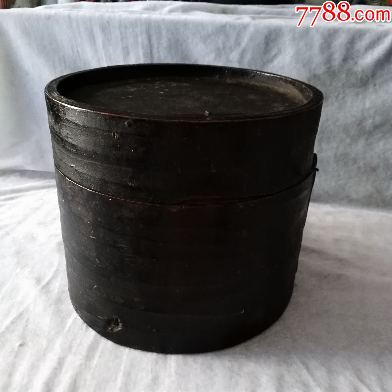 精致漂亮小号民国贵族官帽盒子圆形盛放贵重物品老木盒子