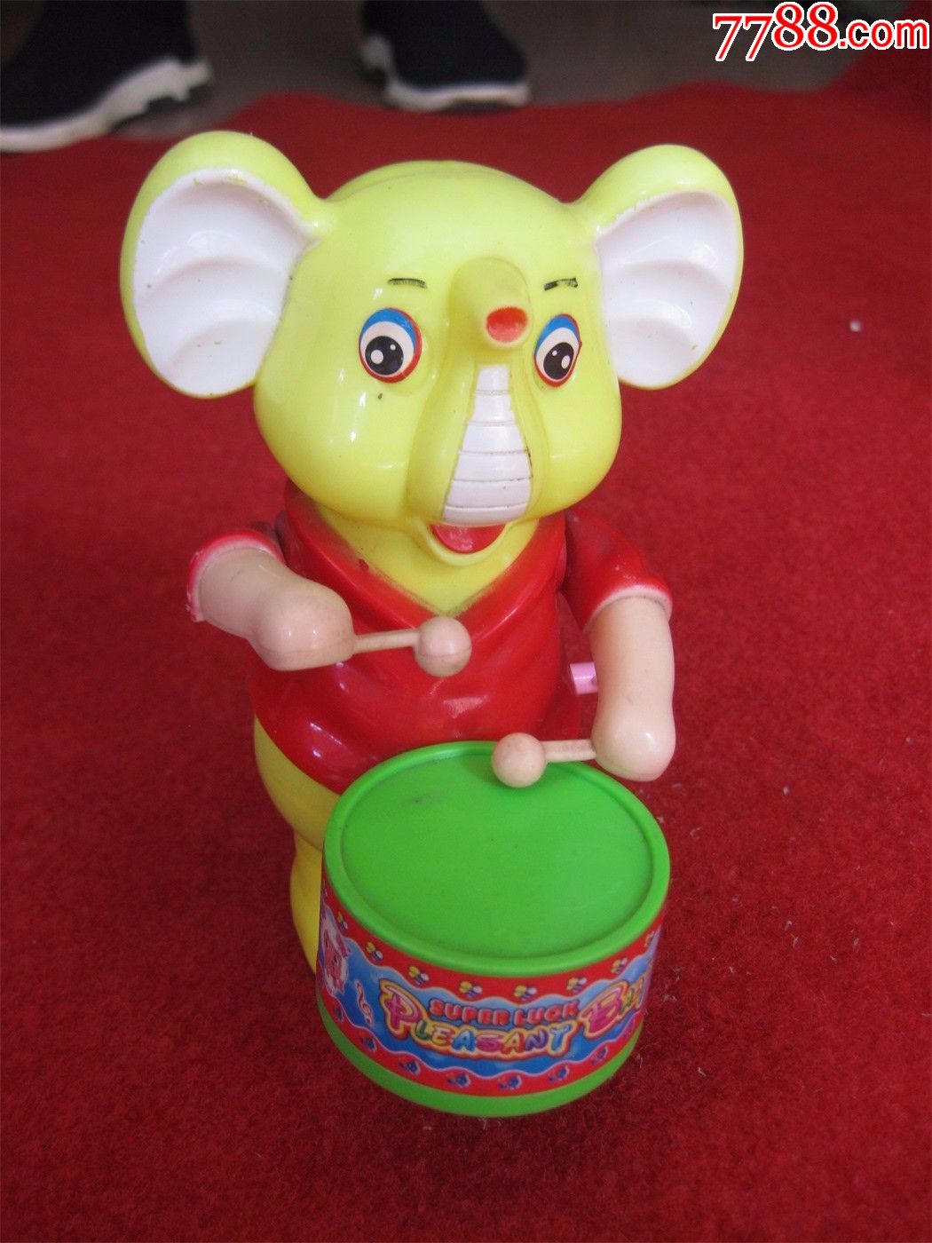 怀旧收藏九十年代儿童塑料玩具小象敲鼓发条玩具童年回忆收藏