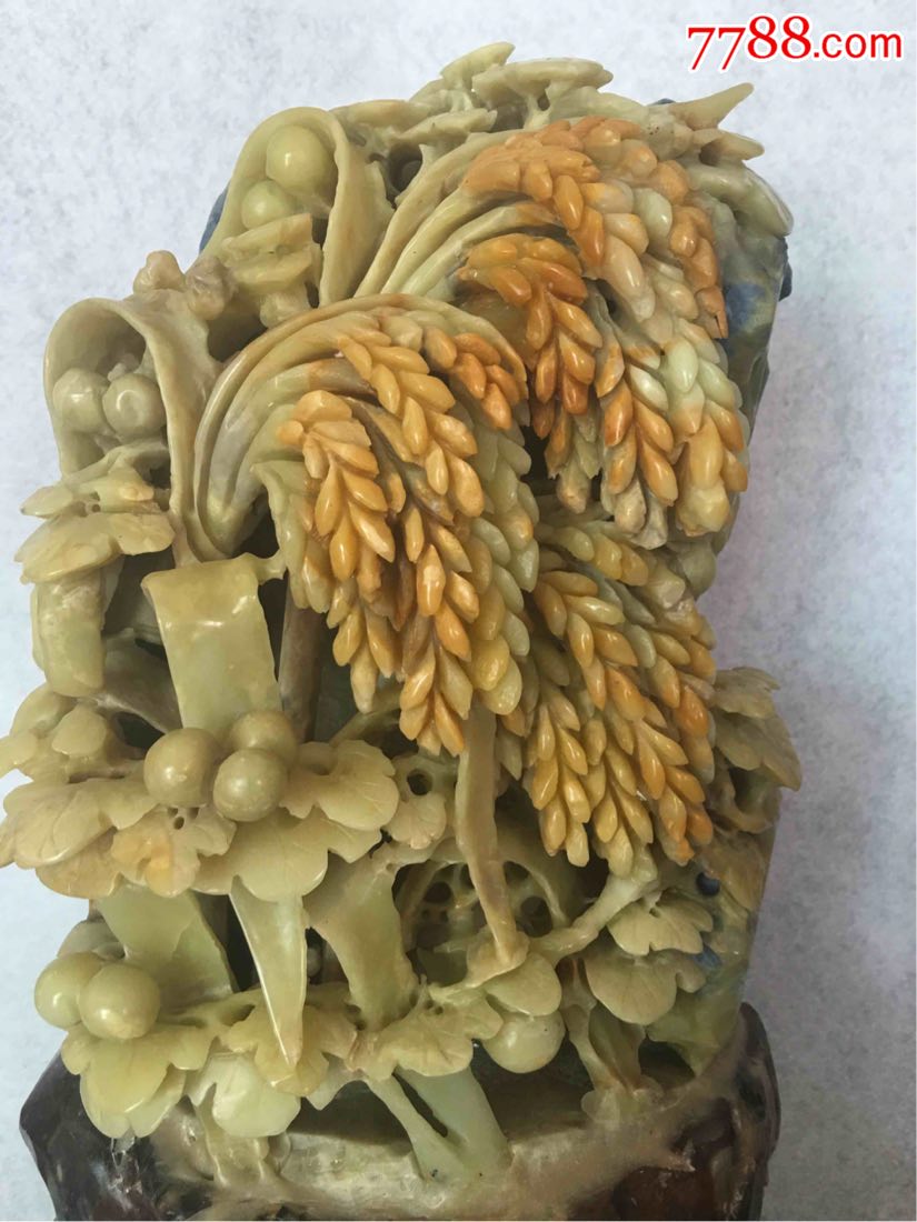 青田石雕水稻寓意水到渠成