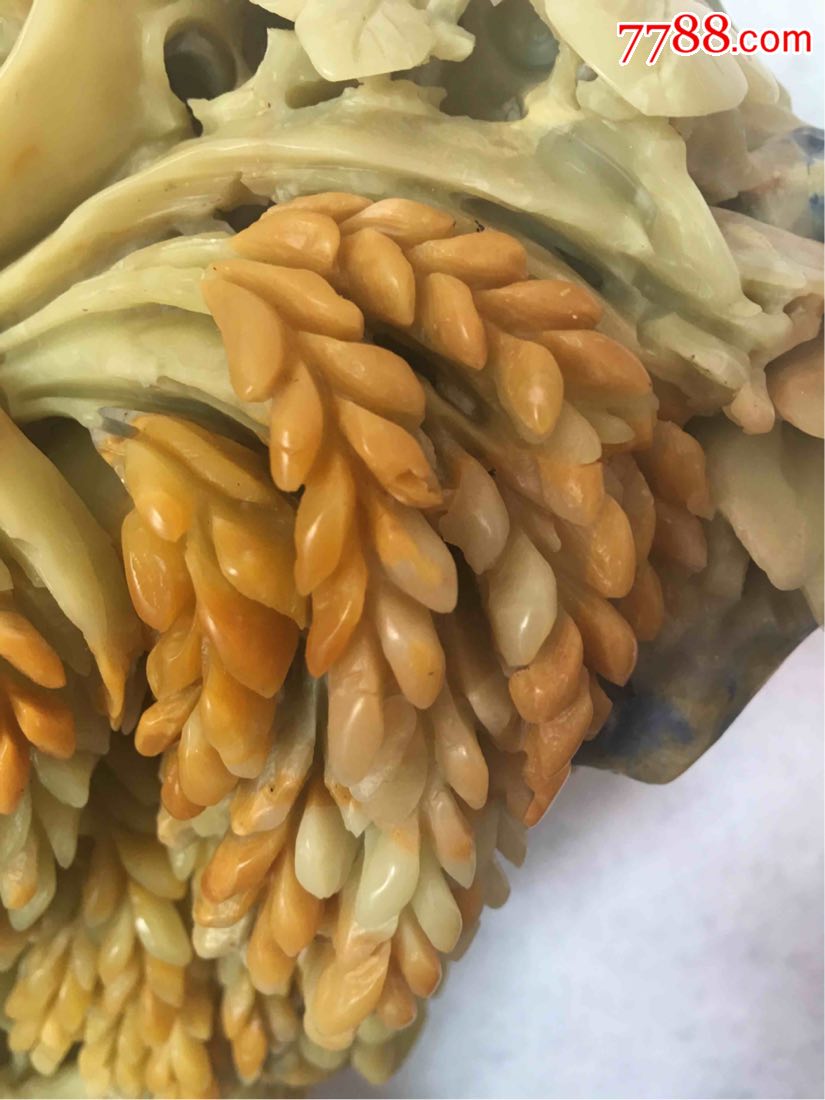 青田石雕水稻寓意水到渠成