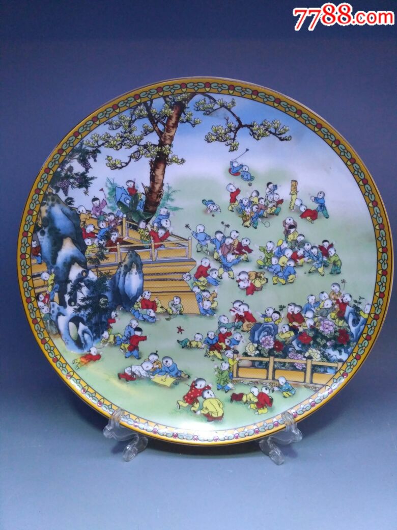釉上彩【百子图】摆盘