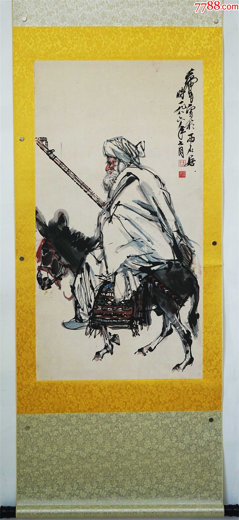 骑驴图黄胄中堂画国画风景山水人物名人字画装饰画_价格138.