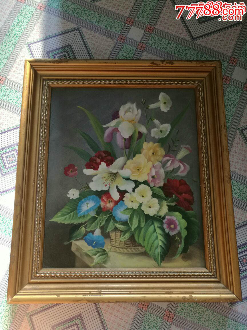 油画原作画布手绘花卉带框装裱
