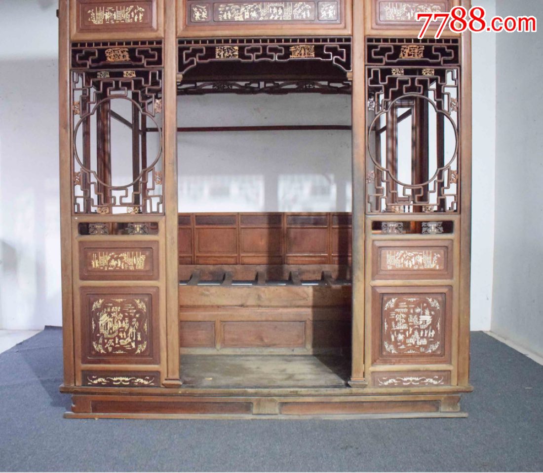 宁式拔步暖床古董收藏古典家具古玩艺术品老床_木床/木榻_第9张_7788
