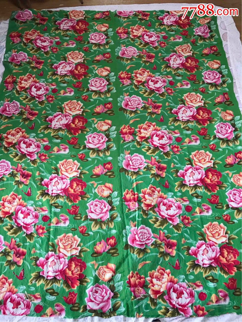 文革老被面.大花