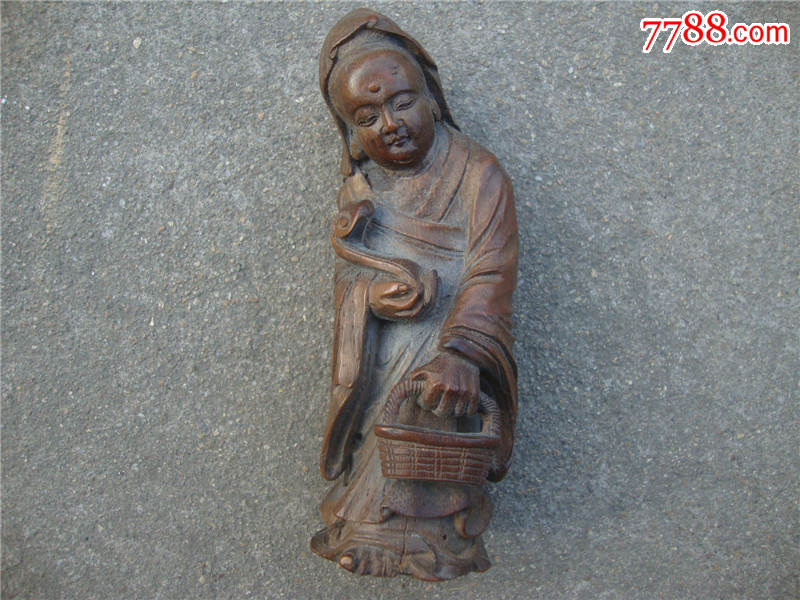 高15老包浆清代名家手工雕刻竹雕观音像包老物件手把件佛像竹器