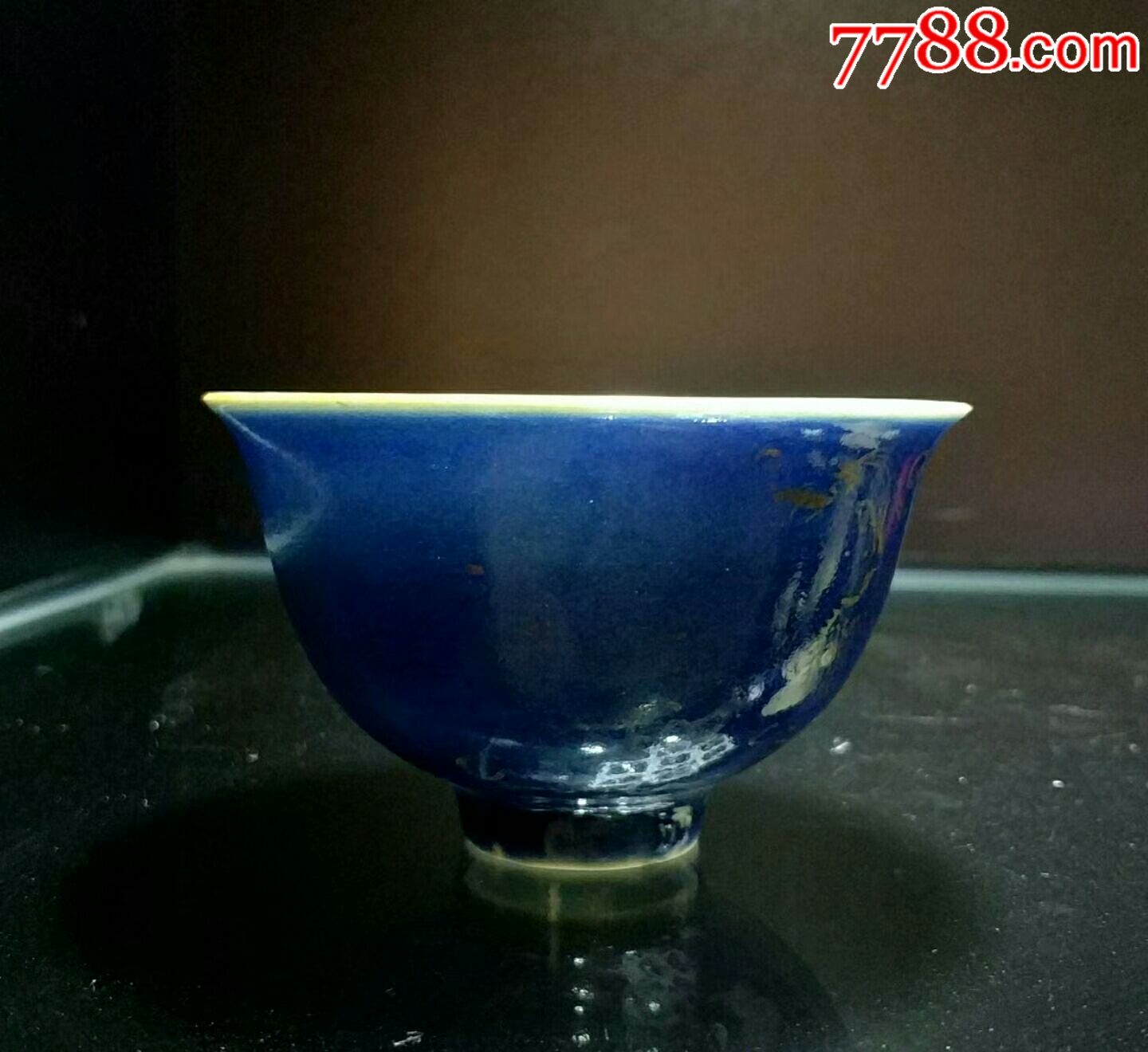 瓷器霽藍釉茶杯,造型精緻,工藝漂亮,品相完整,瓷器包老單色瓷器_價格