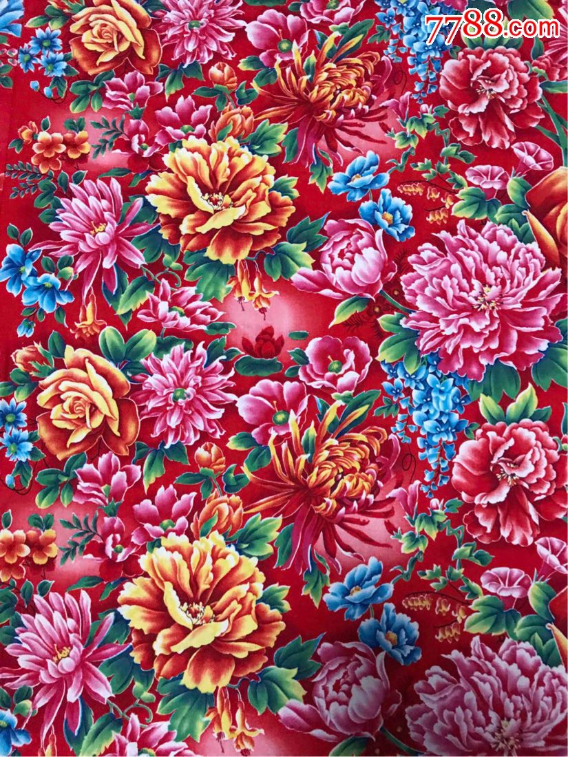 文革老被面.大花