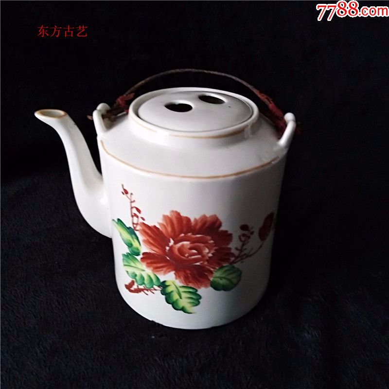 好品手绘花卉图老提梁茶壶包老瓷器大碗茶馆茶楼茶道茶艺水壶