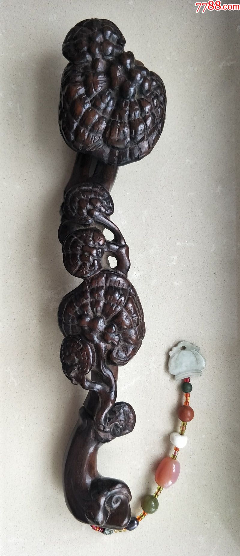 大叶紫檀如意把件-价格:3000元-se54040112-木雕摆件-零售-7788收藏__收藏热线