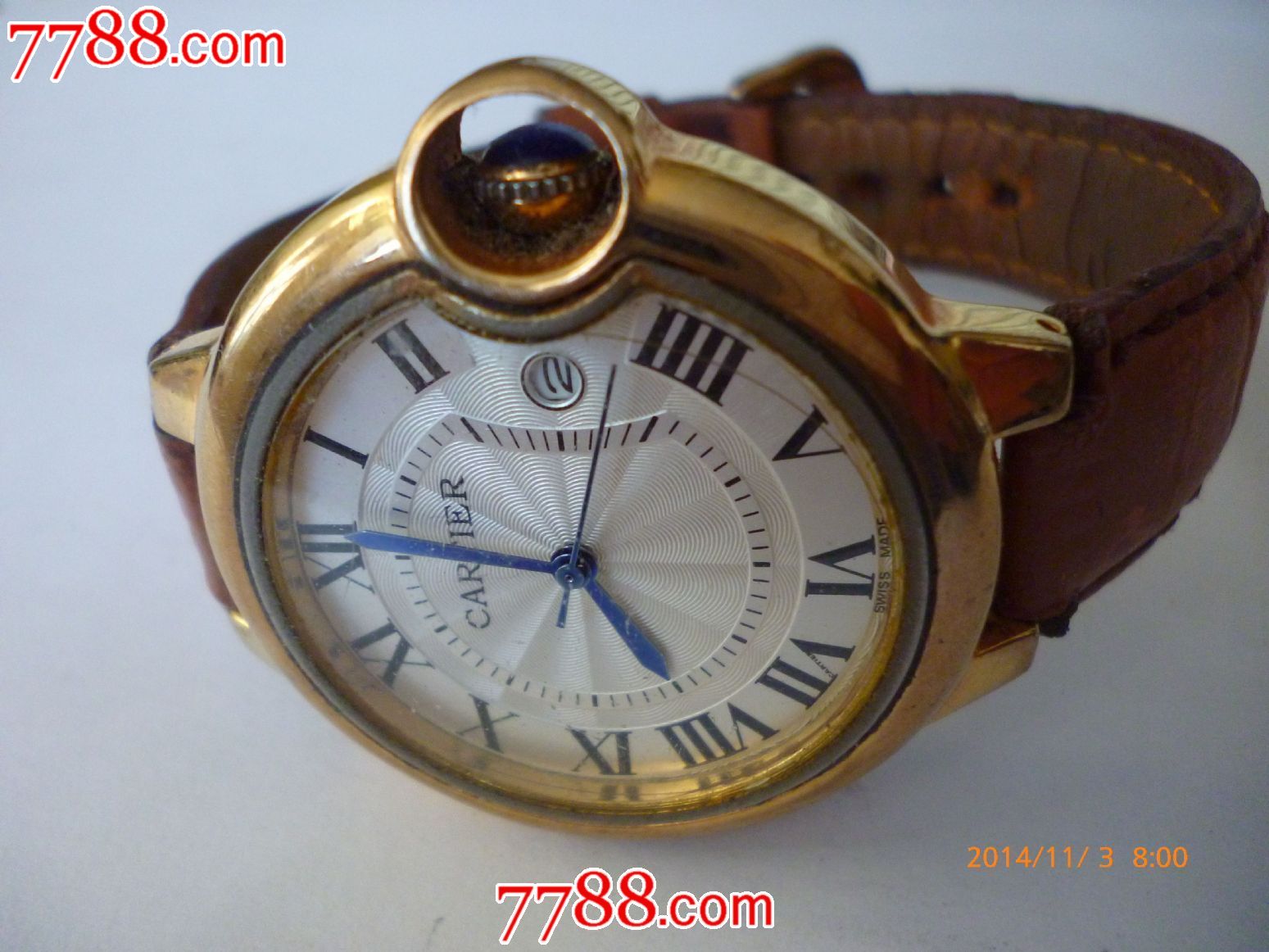 港装包金漂亮蓝气球【卡地亚】男士石英腕表一块!