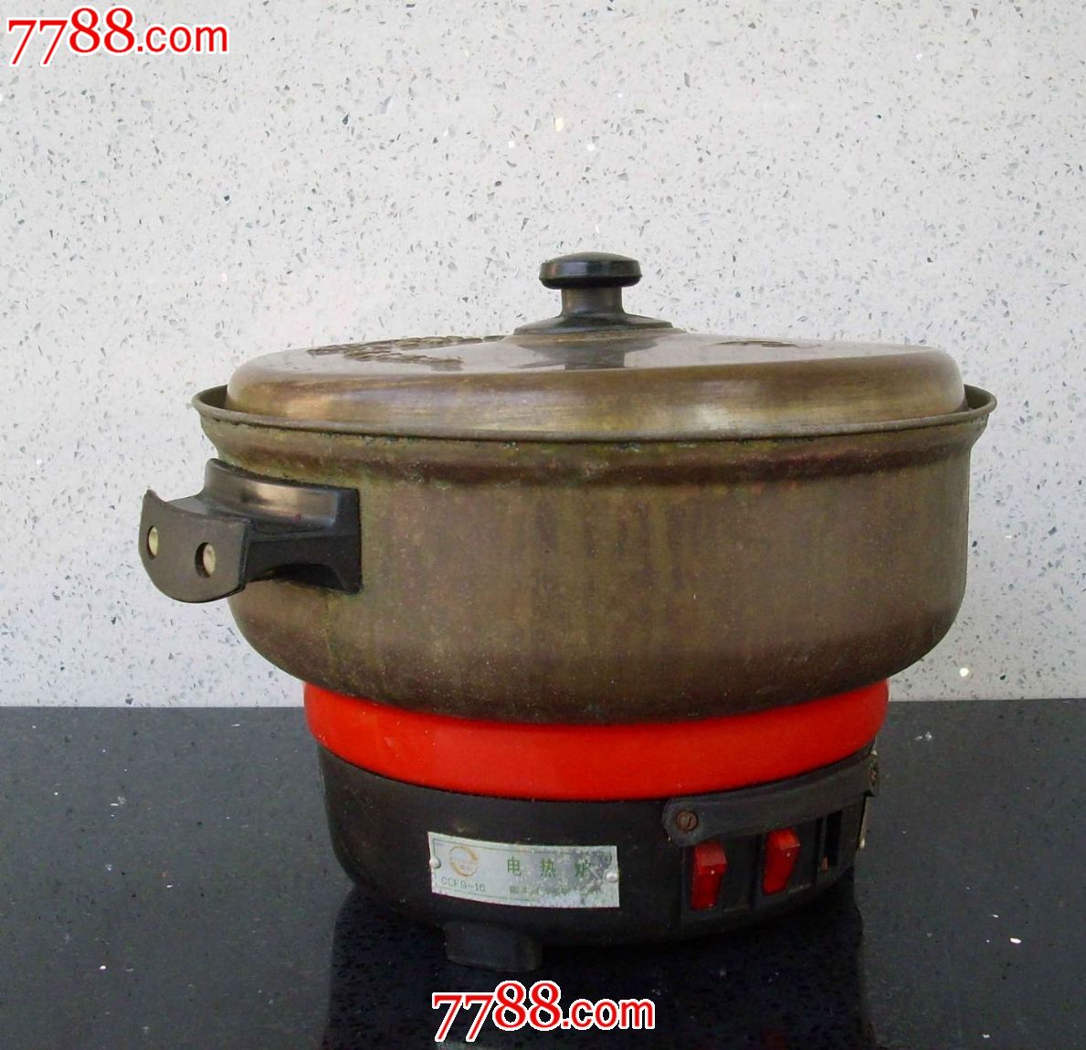古玩杂项收藏金属老旧器具器皿----老式电热大铜火锅趣味铜器
