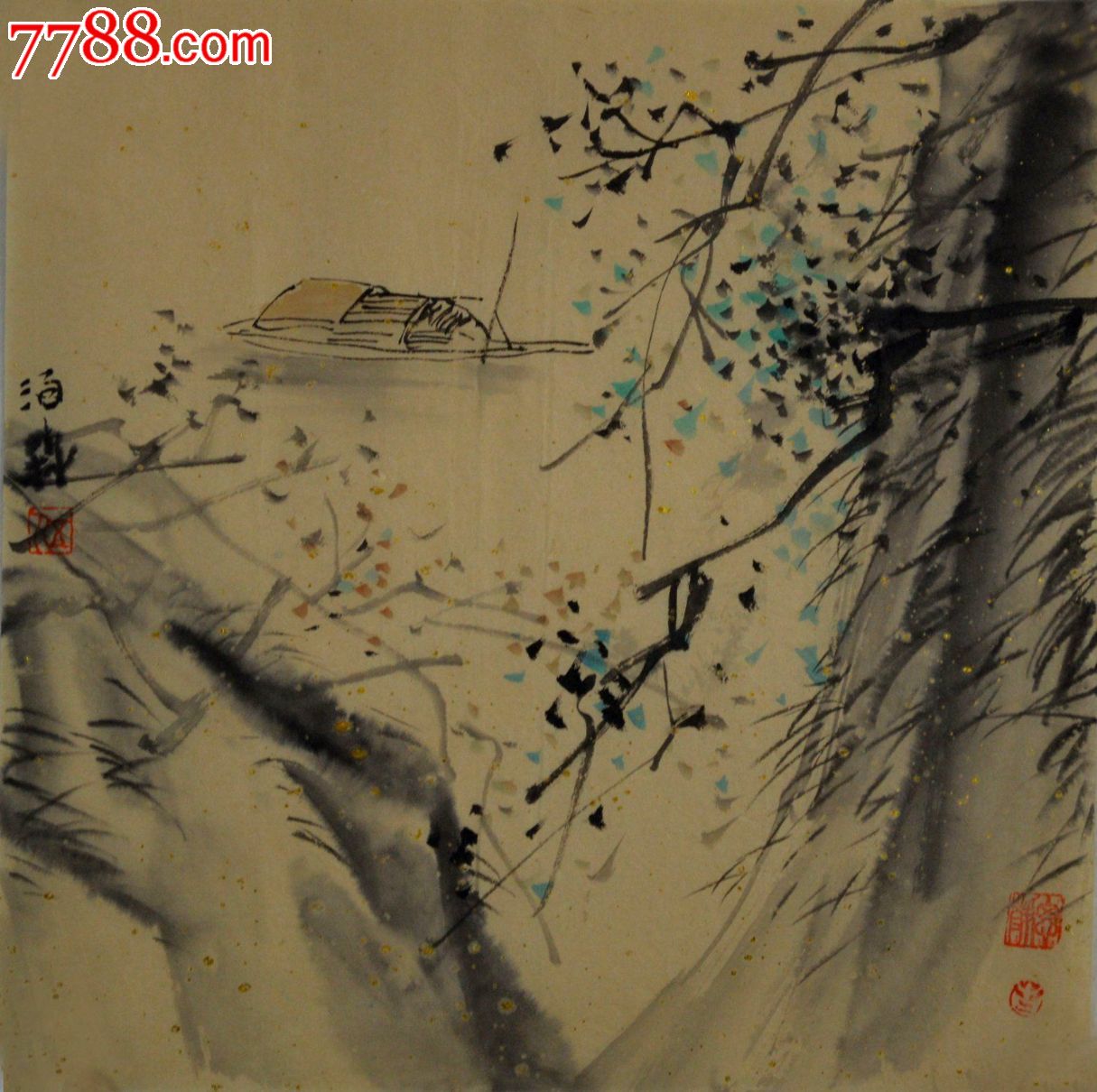 画《泊舟图》-价格:60元-se30045062-山水国画原作-零售-7788书画网