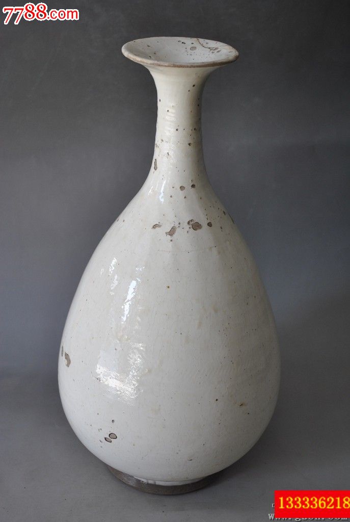 宋代白瓷玉壶春瓶高34厘米蜕皮口有修