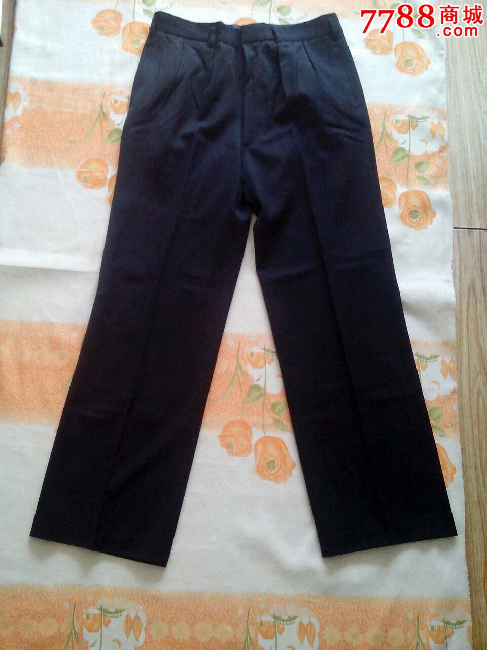 全新山狮牌蓝色纯毛中山裤.裤长1083㎜腰围840㎜立裆320㎜裤口255㎜.