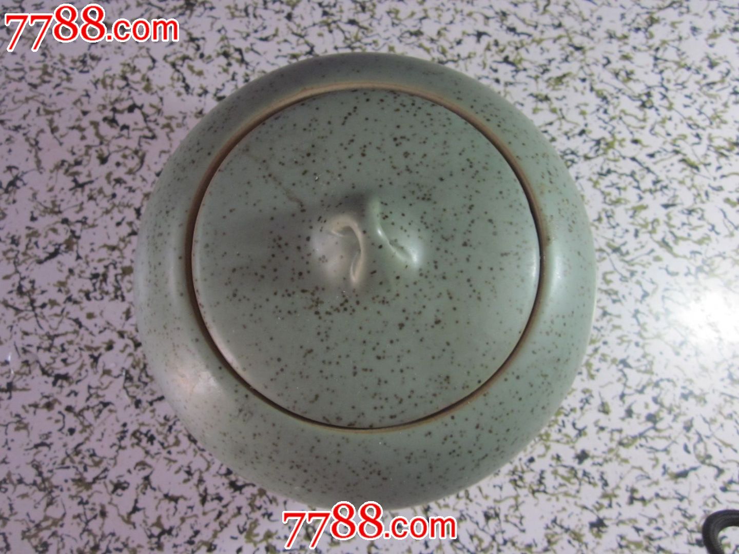 张生汉陶汝瓷茶叶罐,高11cm,直径14cm