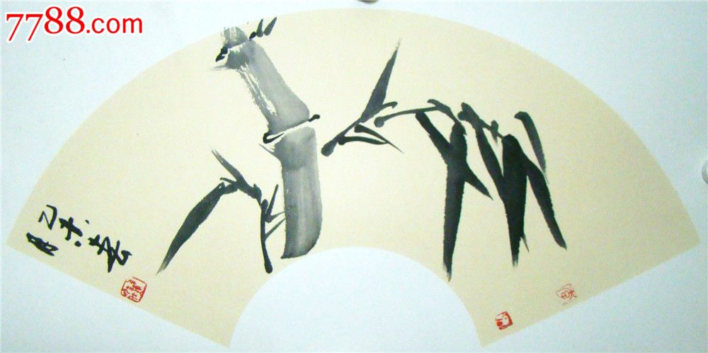 李开石写意花鸟画扇面团扇小品墨竹