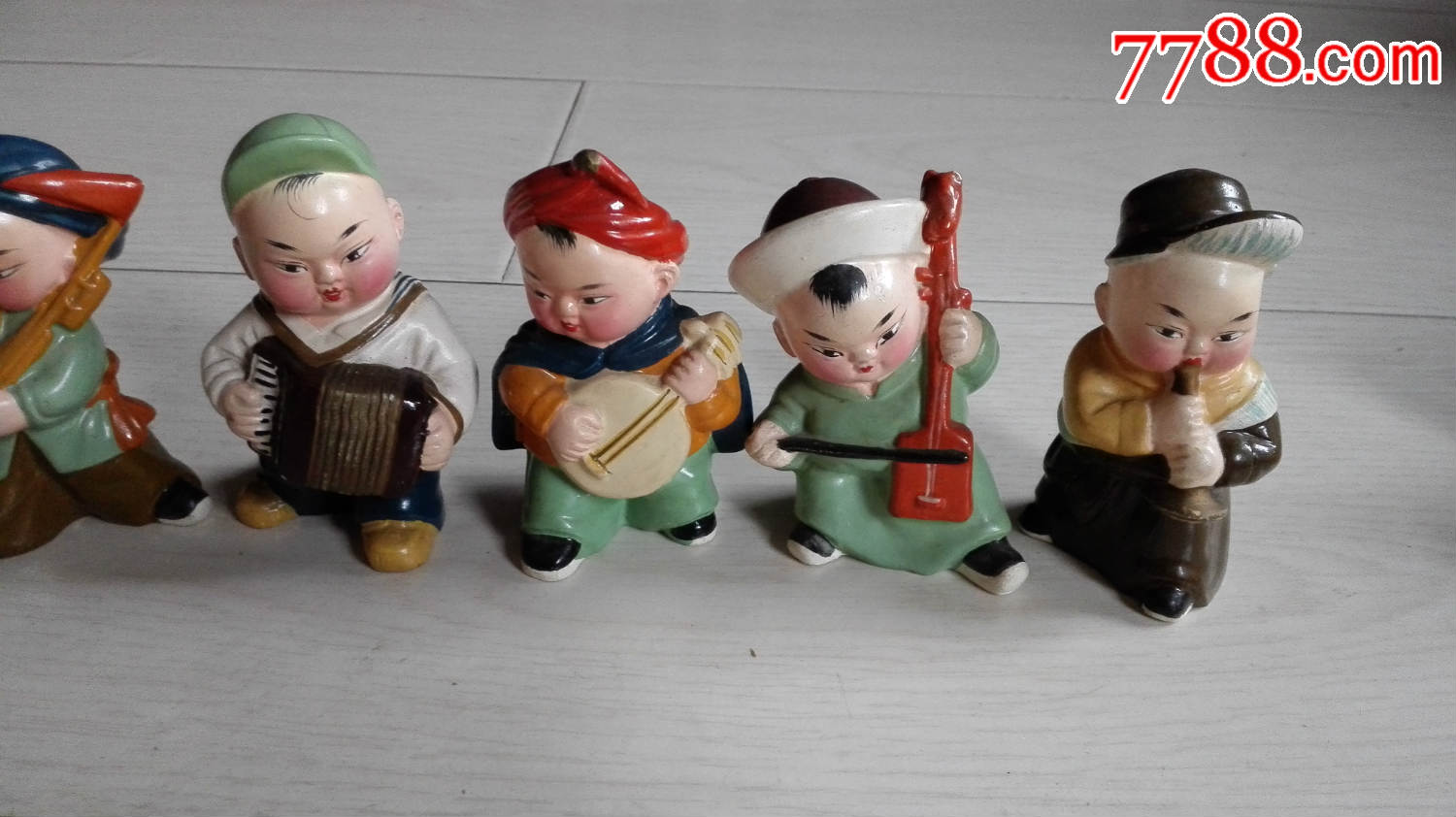 怀旧经典收藏文革民族吹拉弹唱小人一组高9厘米
