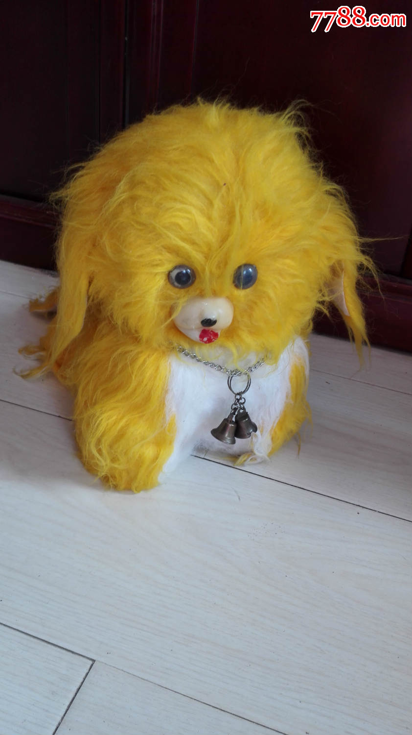 怀旧经典收藏八十年代黄色毛绒小狮子狗玩具