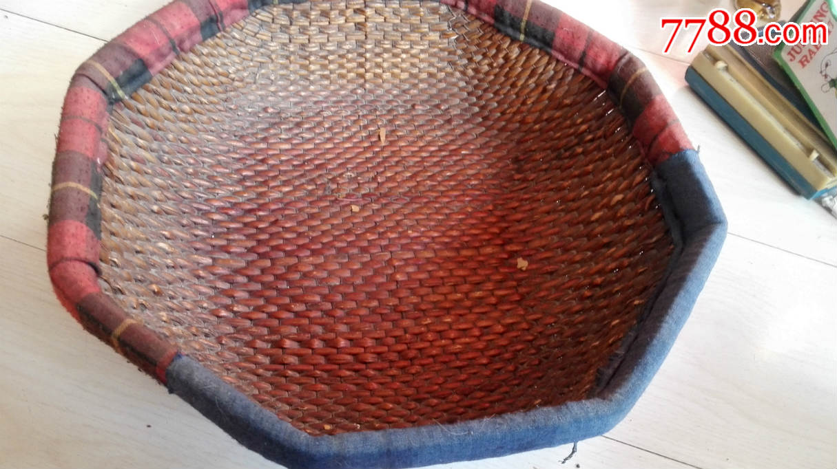 怀旧经典收藏七八十年代老手工编制装杂物的小笸箩直径35厘米