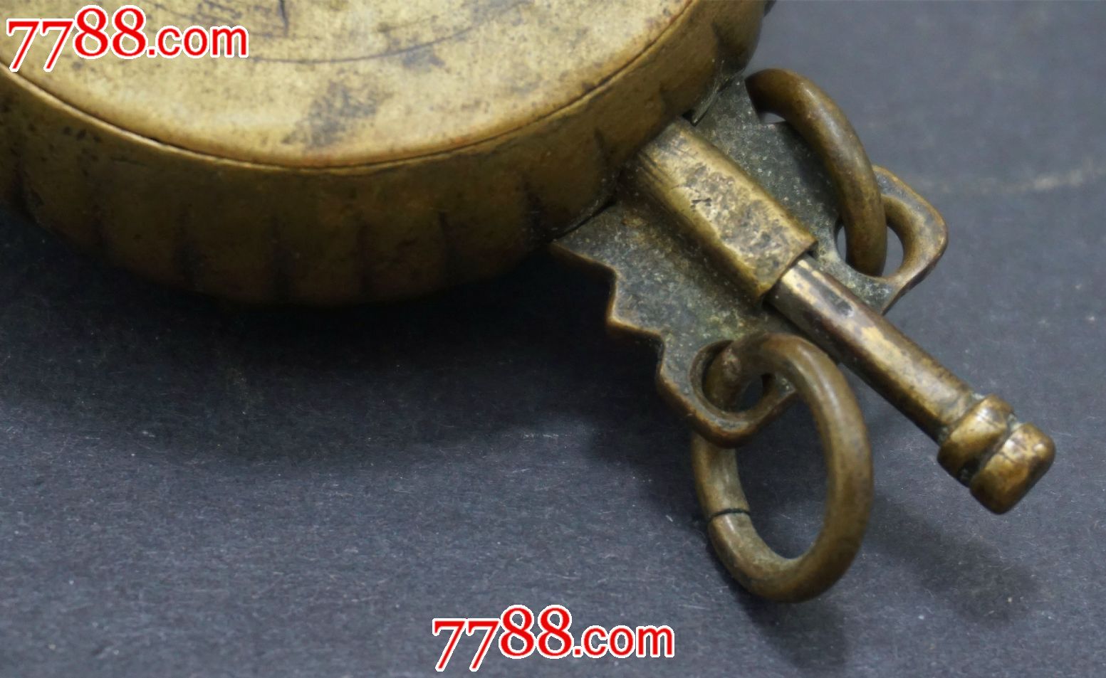 黄铜一面鹿一面罂粟花周边为瓜棱的【鸦片膏】合-se33445812-烟膏罐