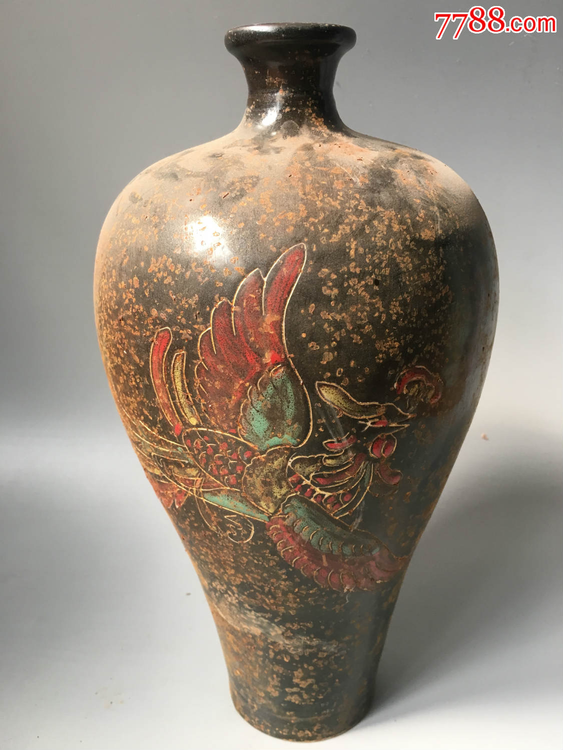 唐代酱釉金凤凰赏瓶-se35454069-酱釉瓷/紫金釉-零售-7788收藏__中国