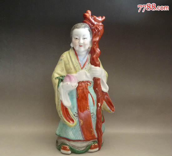 景德镇雕塑瓷厂/粉彩/釉上彩/居家摆件/收藏/女寿星