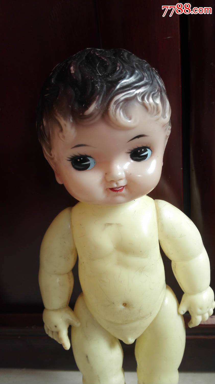 怀旧经典收藏八十年代儿童玩具可爱大眼睛塑料娃娃高41厘米