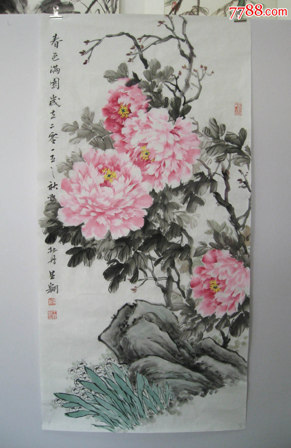 王显翱作品1【春色满园】100乘50画芯_花鸟国画原作_山水间画廊【7788