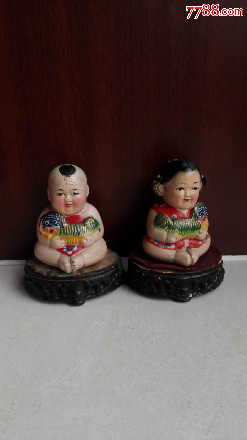 怀旧经典收藏中国传统可爱招财宋子昂吉祥男女童子娃娃一对