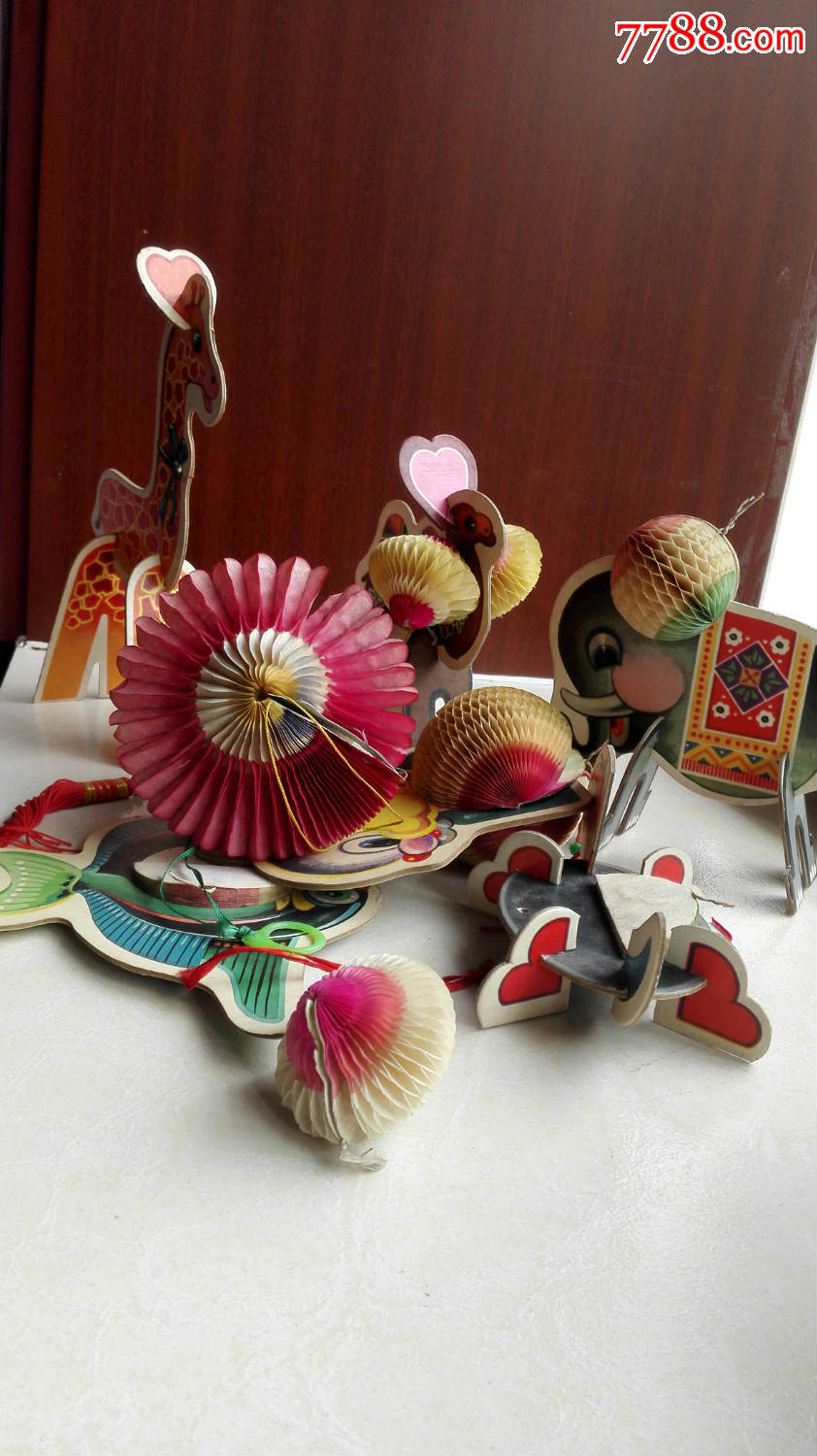 怀旧经典收藏七八十年代纯手工制作折叠纸艺小动物玩具一堆